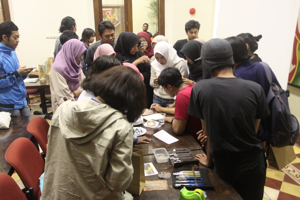 Keramaian menyenangkan di workshop watercolor drawing bersama Thomas Hanandry